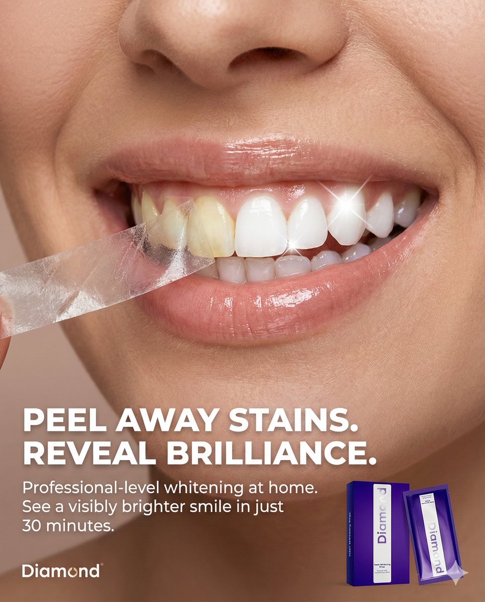 Macro Beauty Ad for Teeth Whitening Strips with Peeling Effect 1