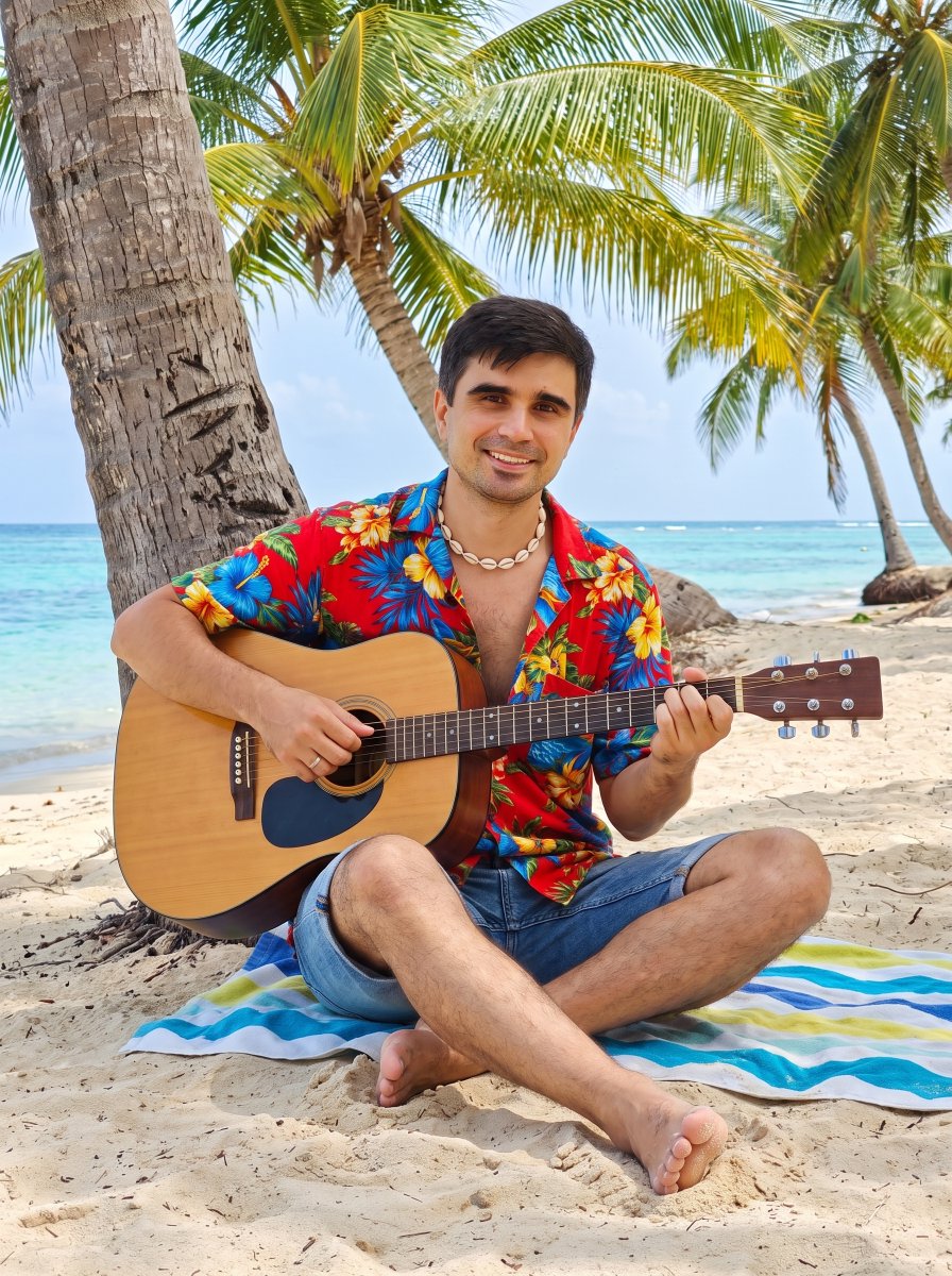 Summer Beach Guitarist Portrait 1