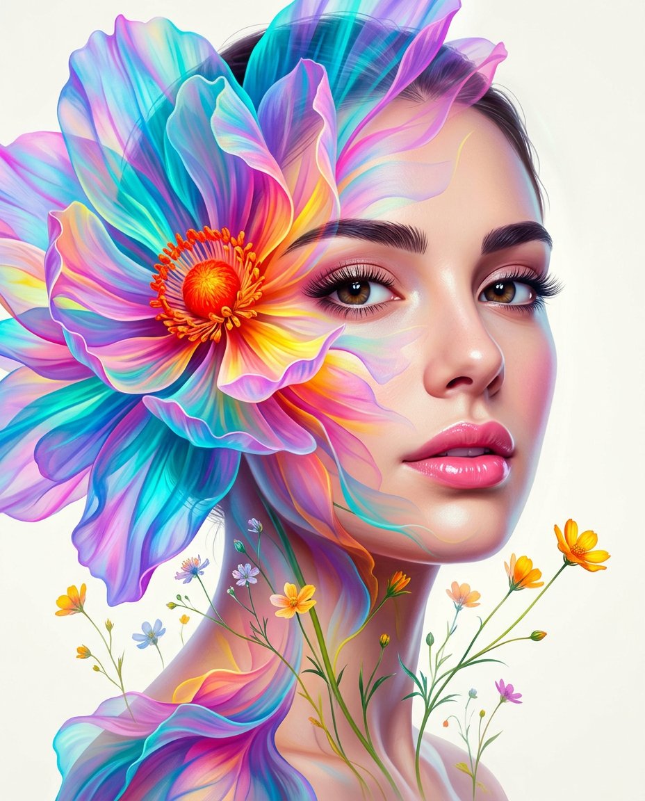 Surreal Double-Exposure Floral Portrait 1