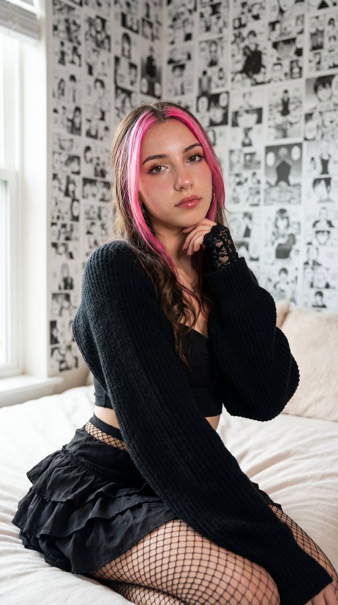 Photorealistic manga-themed bedroom portrait 1