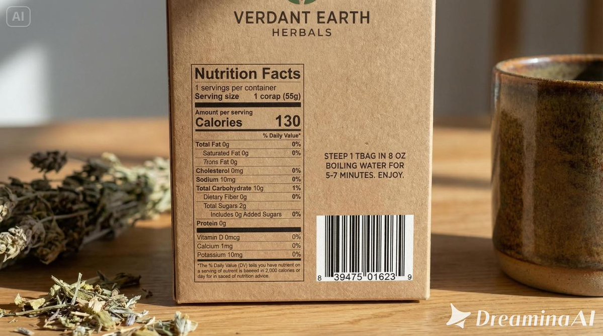 Packaging mockup with tiny text test prompt 1