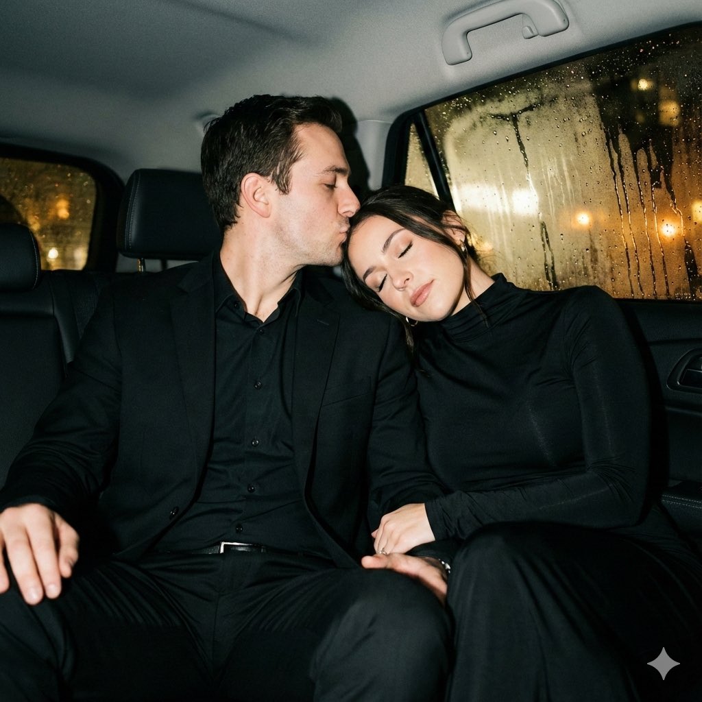Y2K flash night car couple portrait prompt 1