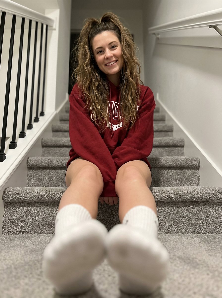 Cozy Indoor Portrait on Staircase with Foreshortening 1