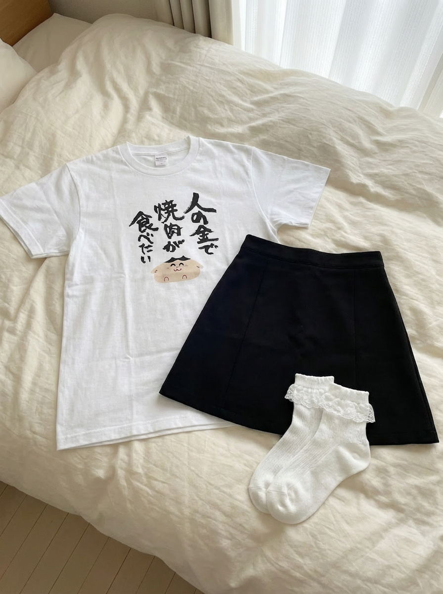 Clothing separated on the bed 1