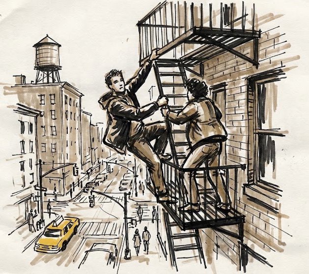 Action scene from reference photos and sketch 2