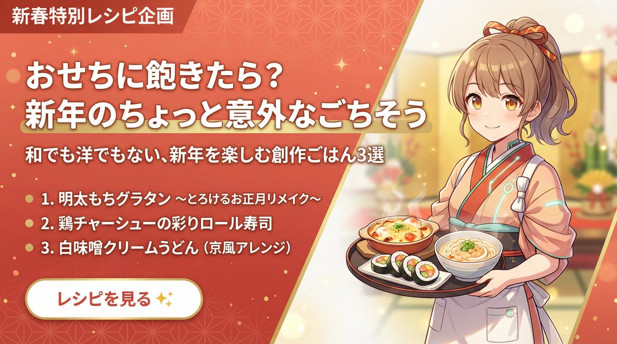 New Year Recipe Article Eyecatch Image Prompt (Neo-Japanese Style) 1