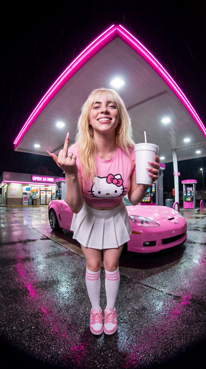 Sydney Sweeney Neon Gas Station Portrait 3
