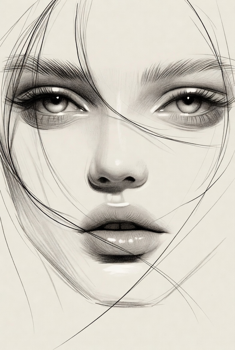 Minimalist Pencil Sketch Portrait 2