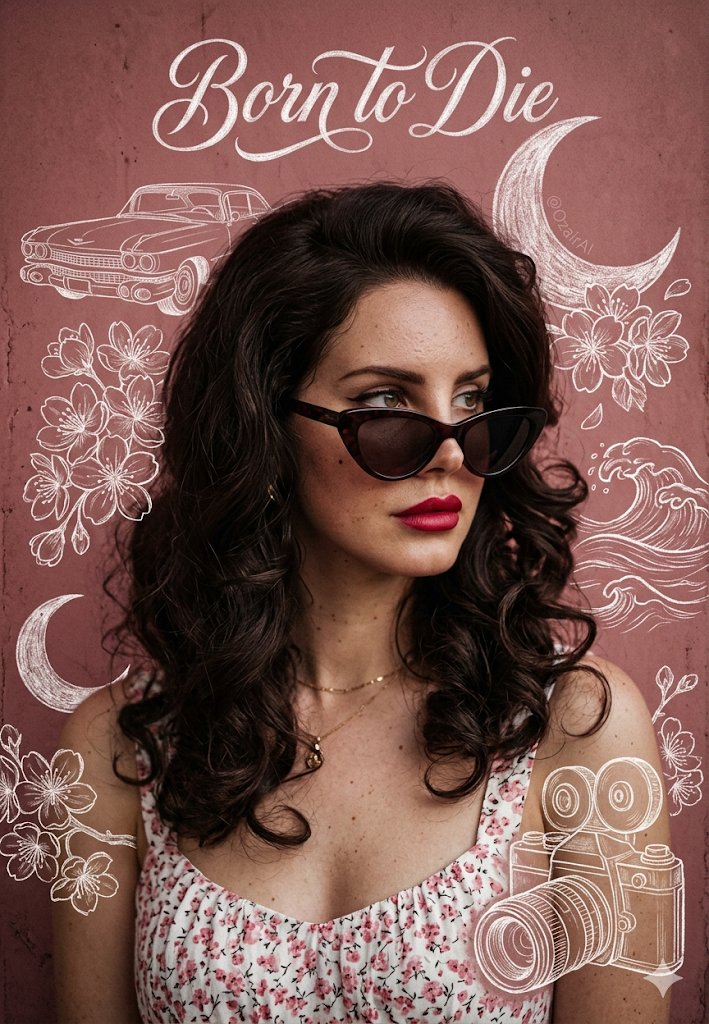 Vintage Born To Die Portrait with Chalk Doodles 1