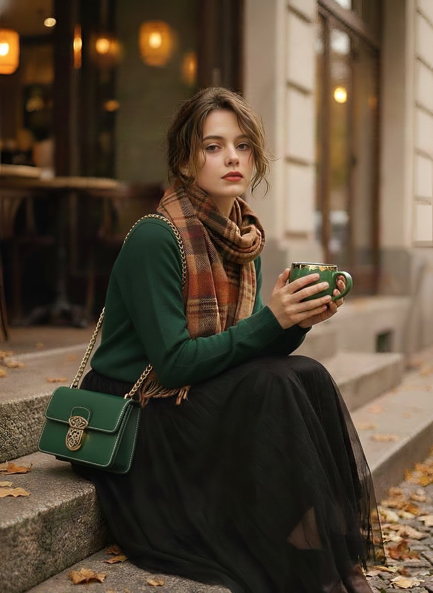 1970s Aesthetic Fashion Portrait with Coffee Cup 2