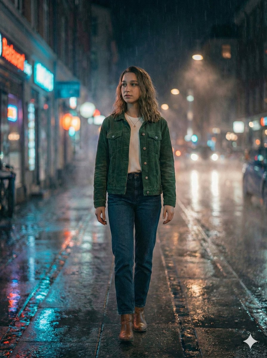 Moody Cinematic Night Rain Portrait (JSON) 1