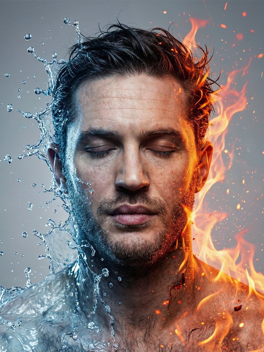 Conceptual Fire and Water Portrait 1