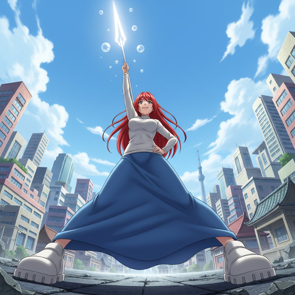 Nano Banana Prompt for Heroic Low-Angle Pose with Beam Weapon 3