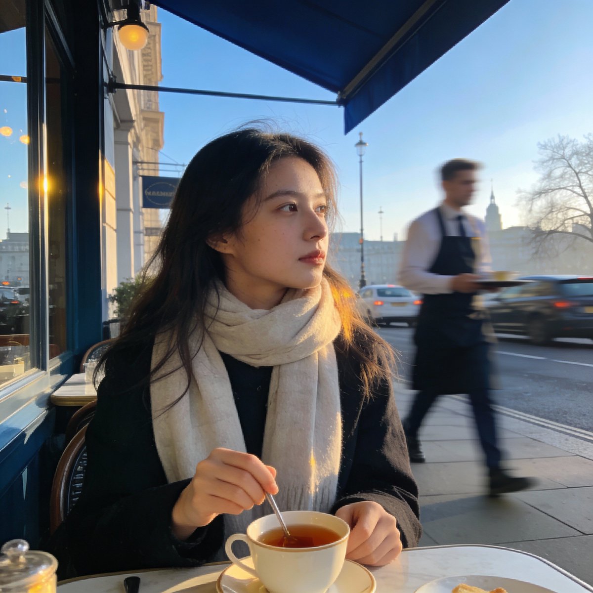 London outdoor restaurant portrait with Nano Banana Pro 1