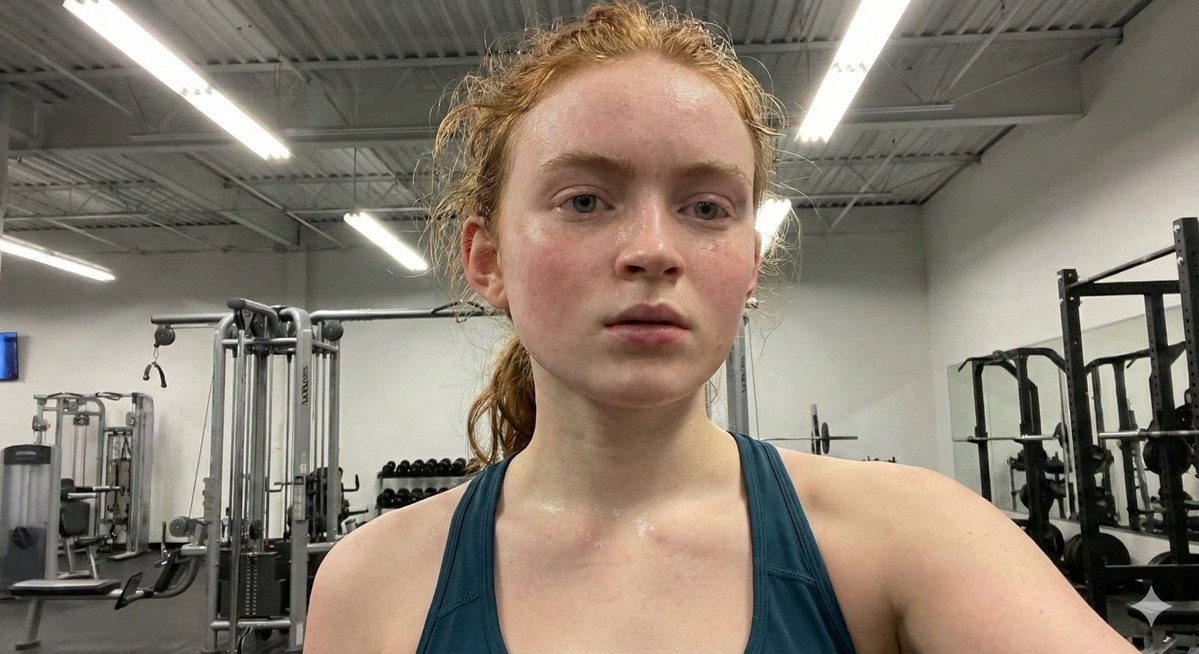 Sadie Sink Post-Workout Candid Selfie 3