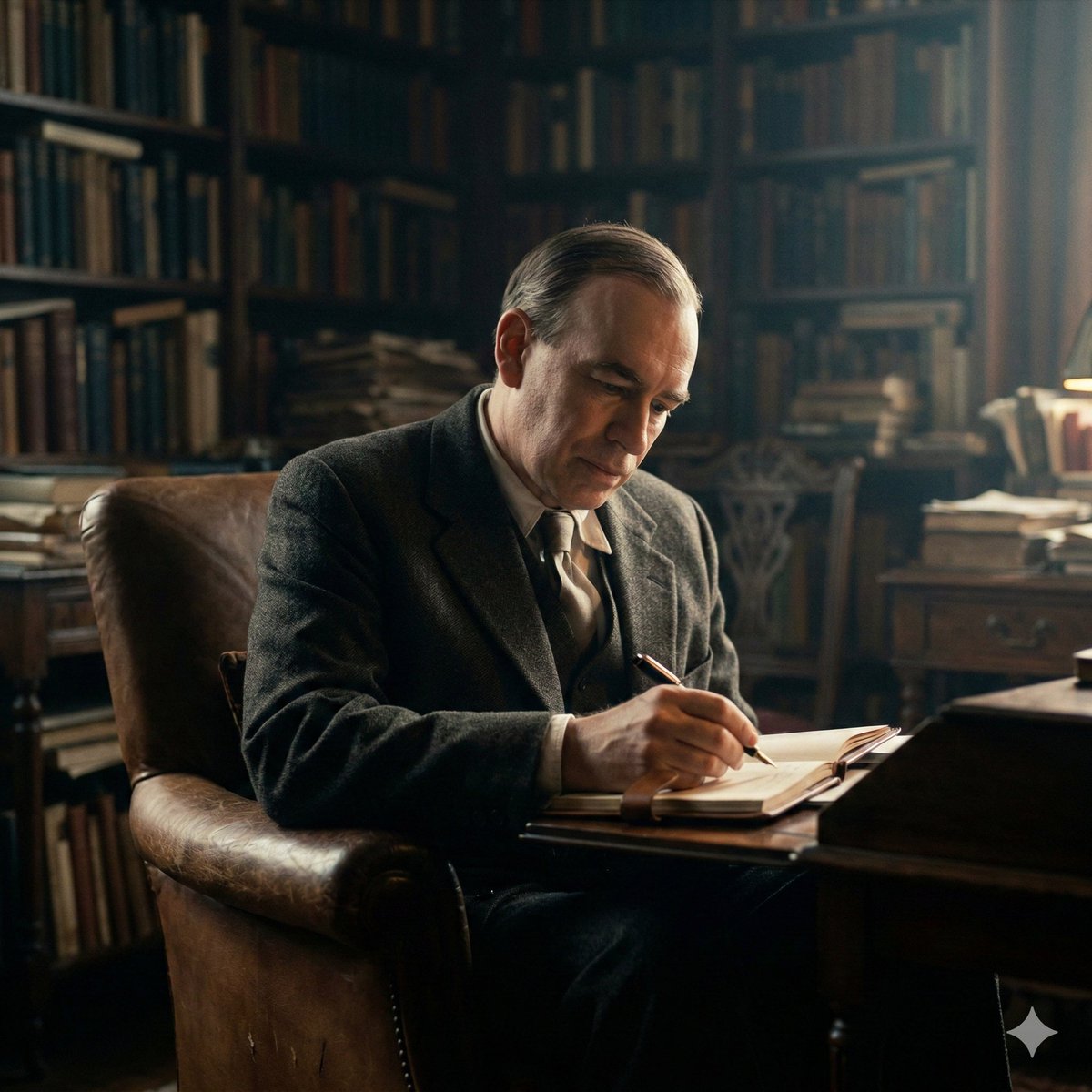 Cinematic Image of Keynes Writing 1