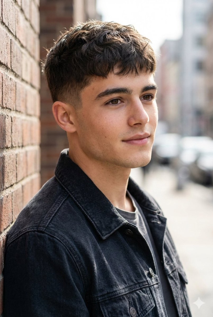 Urban Portrait of Young Man by Brick Wall 1