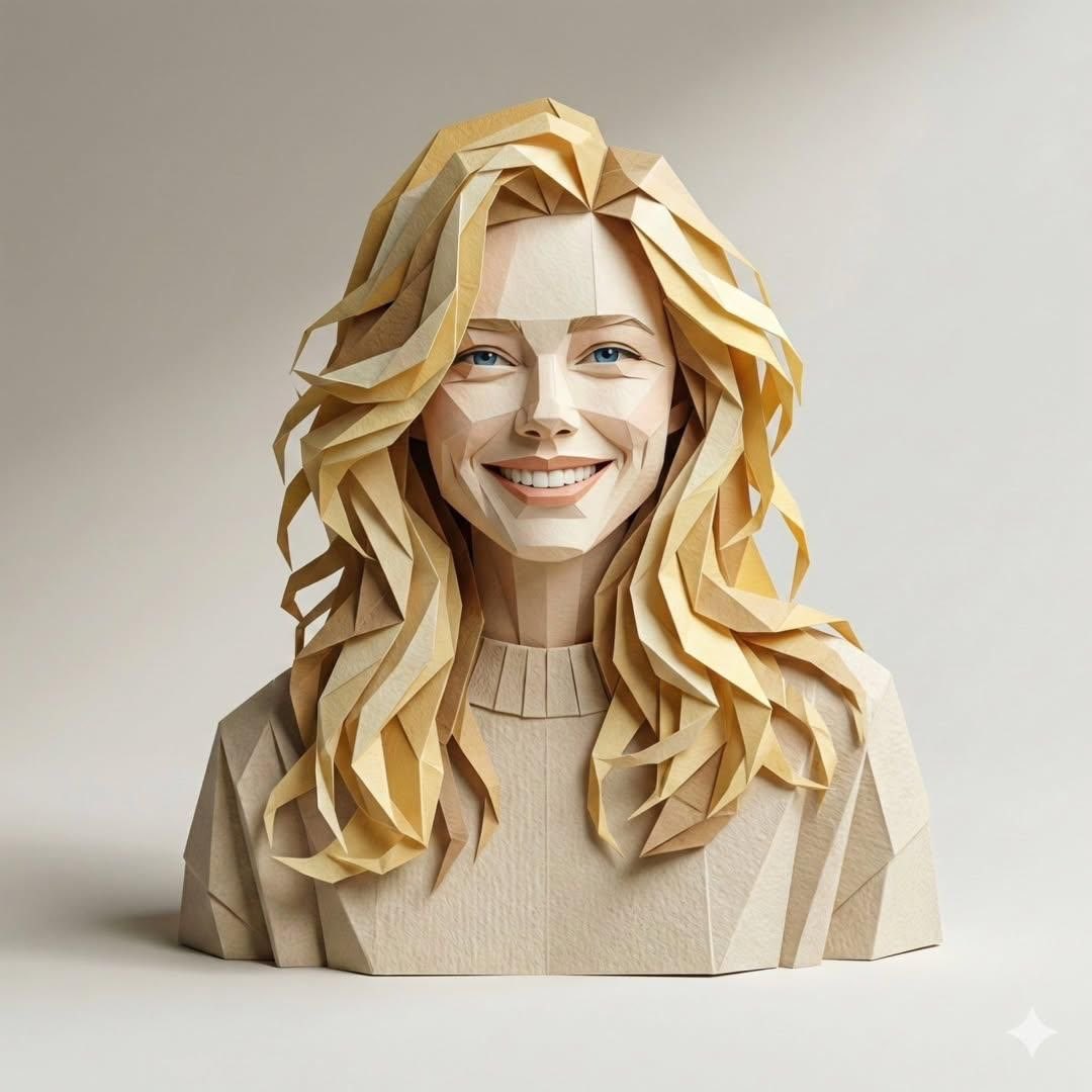 3D Paper-Craft Portrait with Low-Poly Aesthetic 2