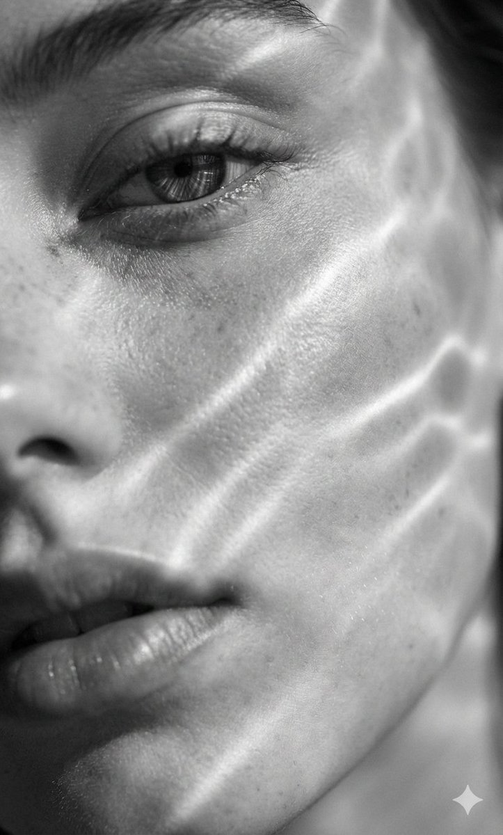 Surreal Black and White Close-Up Portrait with Luminous Lines 1