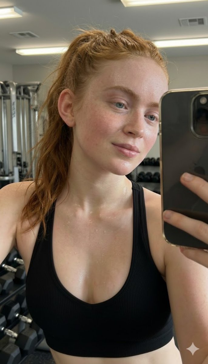 Post-Workout Mirror Selfie Portrait Prompt (Sadie Sink) 1