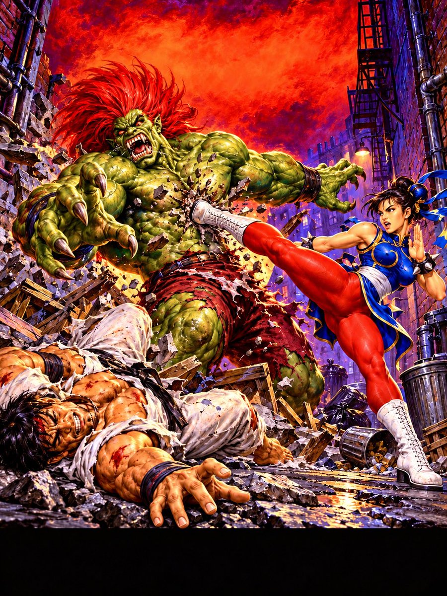 Comic / Storyboard - Chun-Li Kicks Giant Monster