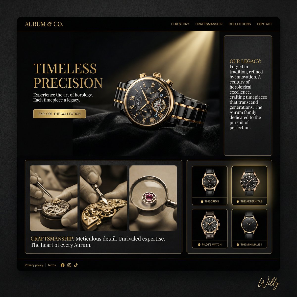 Luxury Watch Brand Landing Page Design Prompt 1