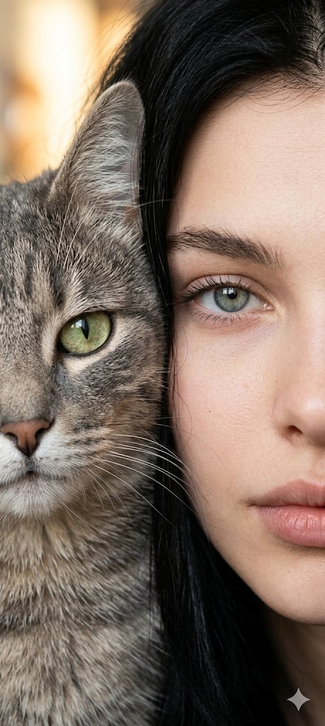 Human-Pet Split Face Portrait 1