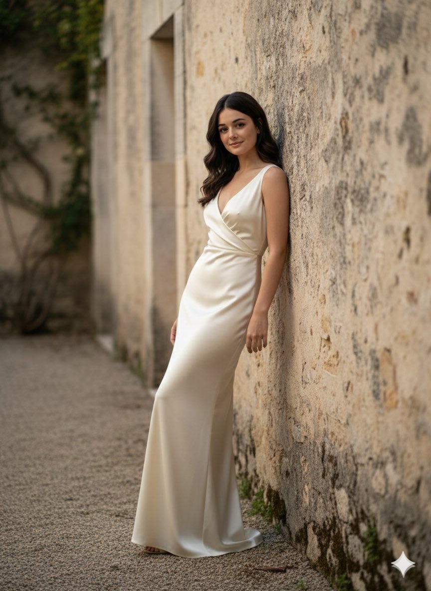Quiet Luxury Fashion Portrait in a Courtyard Garden 1