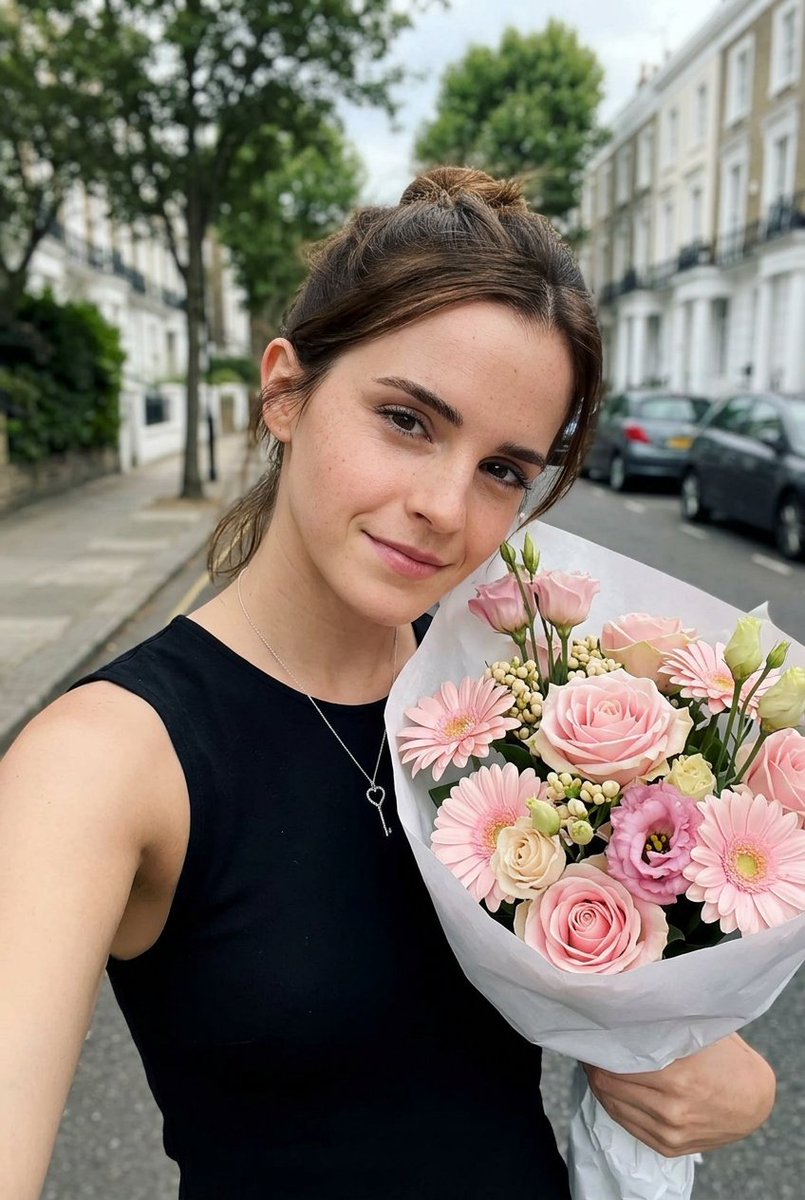 Realistic Smartphone Selfie with Flowers 1