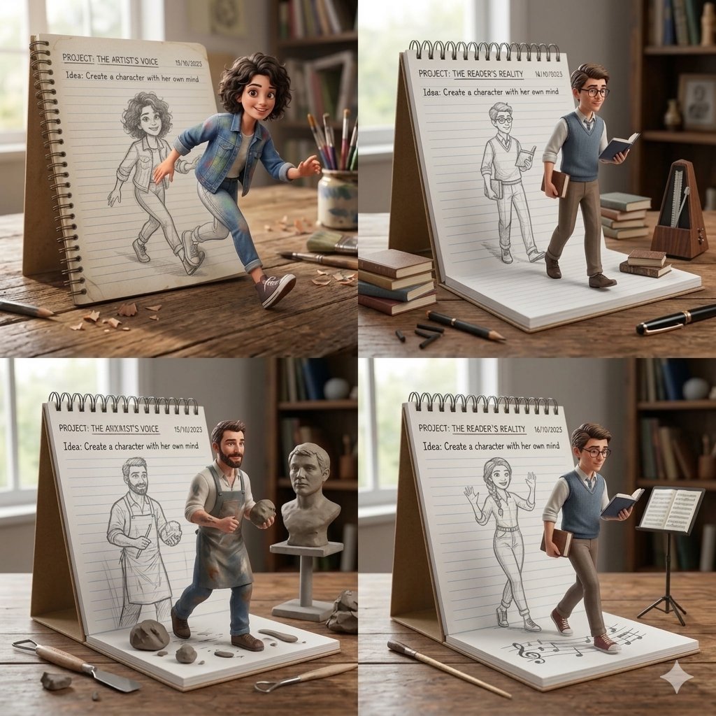 Creative Concept of Hand-Drawn Characters Coming to Life 1