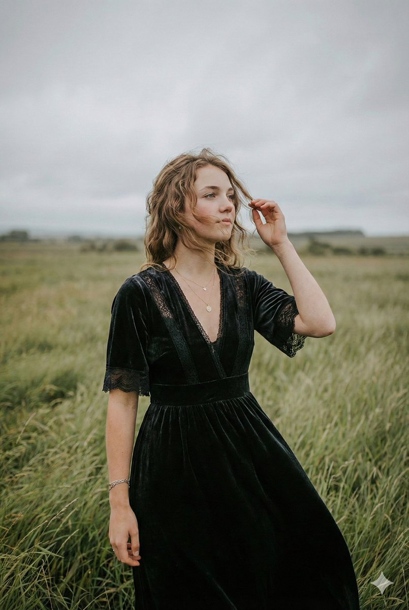 Serene Western Girl in Tall Grass Portrait 1