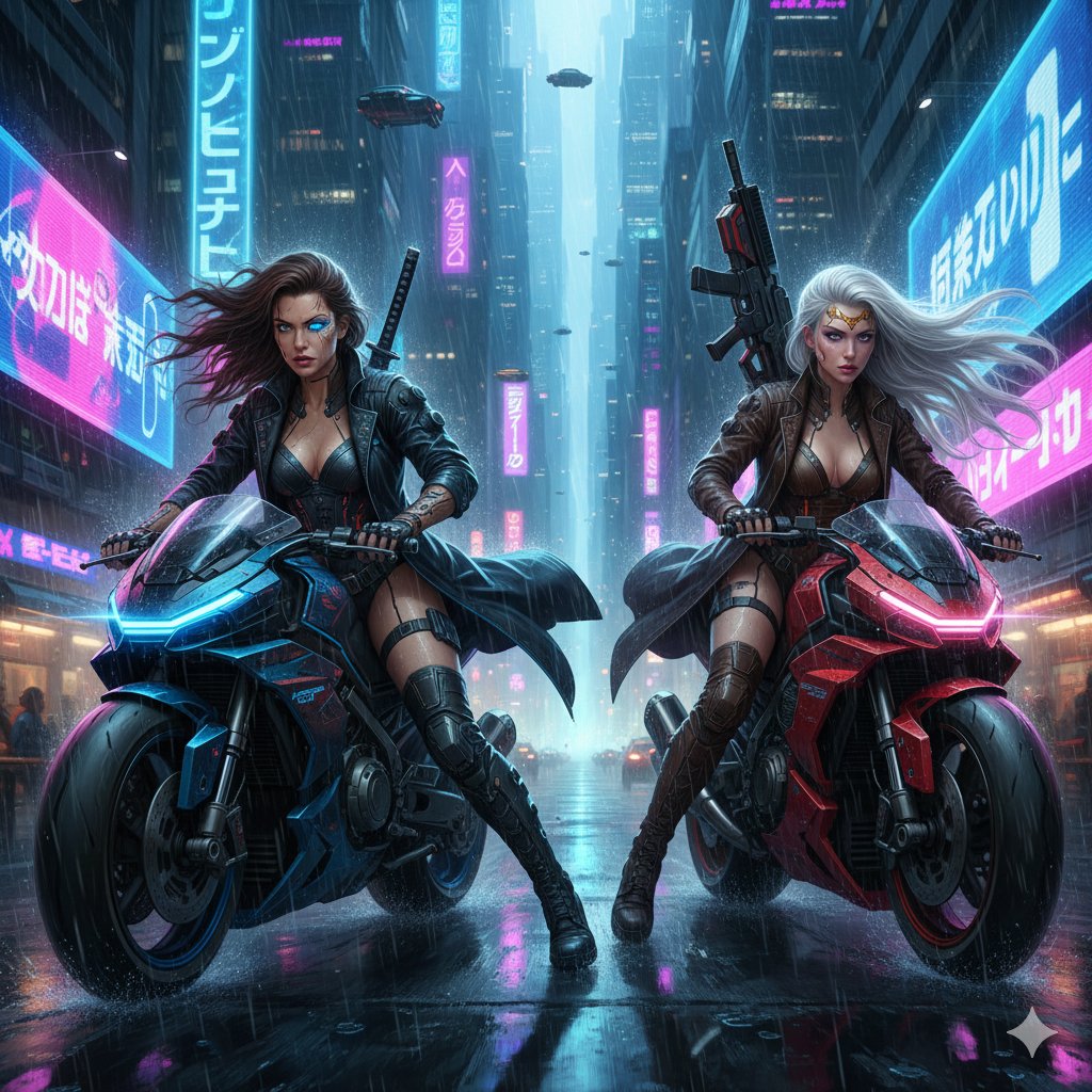 Cyberpunk Motorcycle Chase in Neon Megacity 2