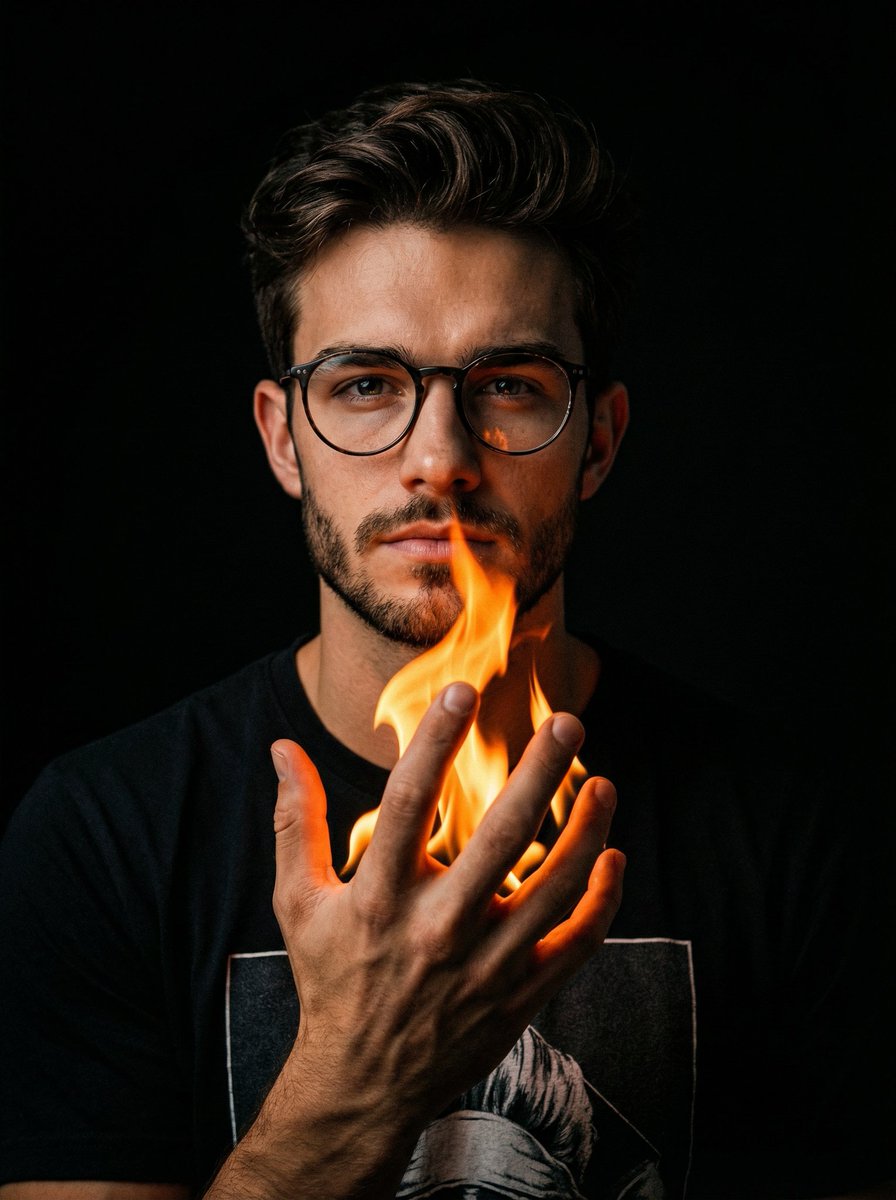 Cinematic Portrait with Fire in Hand 1