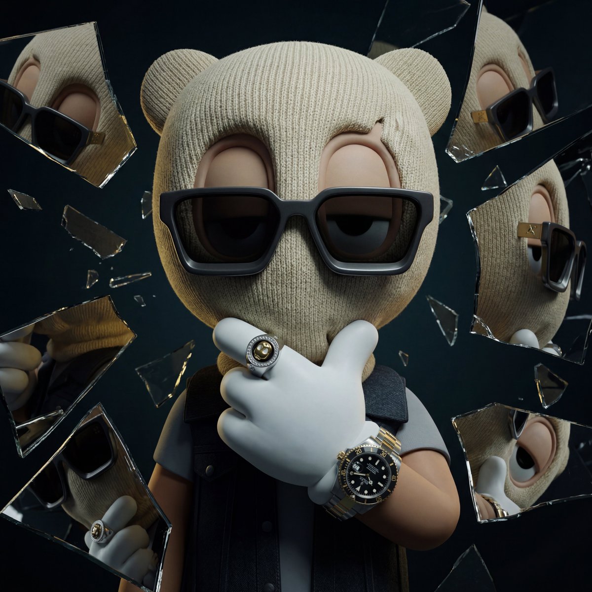Ultra-realistic Cinematic Portrait with Shattered Glass and Luxury Accessories 2