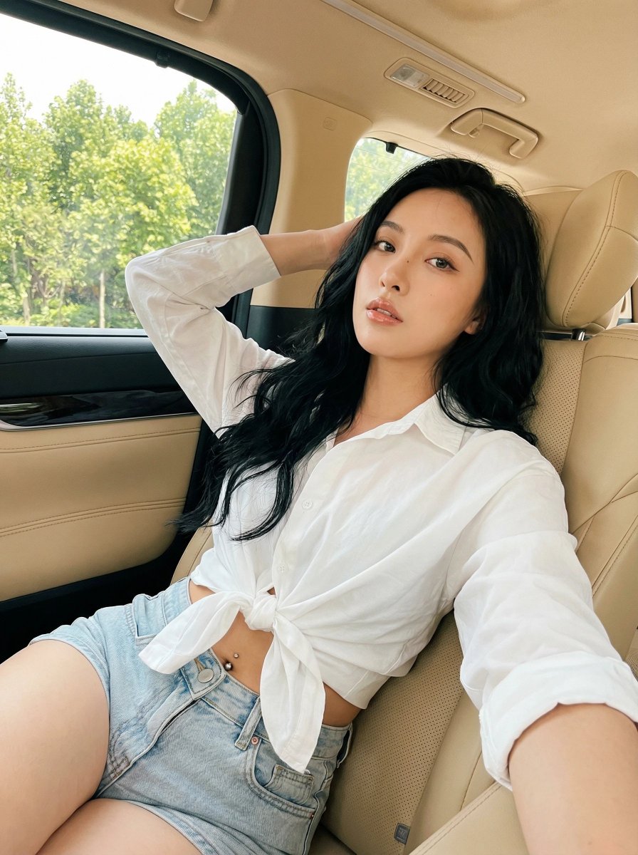 Natural Instagram-style car selfie prompt 1