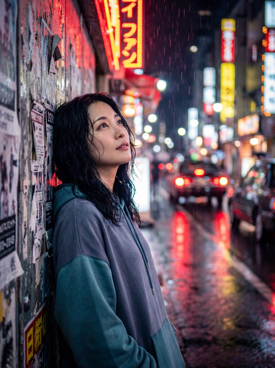 Neon City Night Portrait Prompt 1