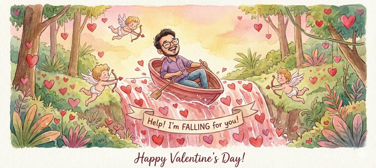 Image Transformation into Watercolor Valentine's Day Card 1