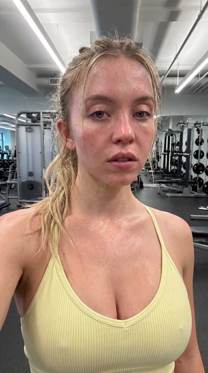 Photorealistic Post-Workout Selfie Prompt (Sydney Sweeney Likeness) 2