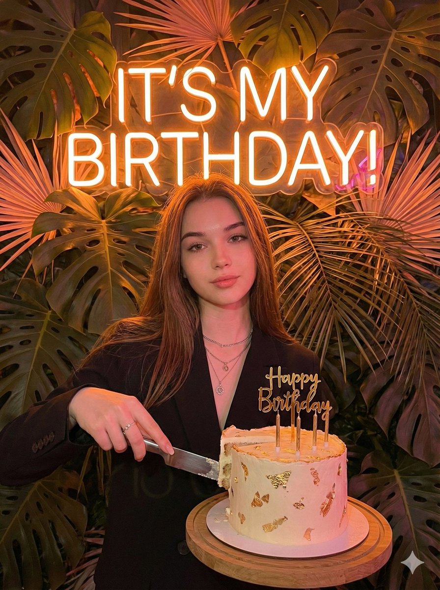 Birthday Celebration Neon Poster Collage Prompt 3