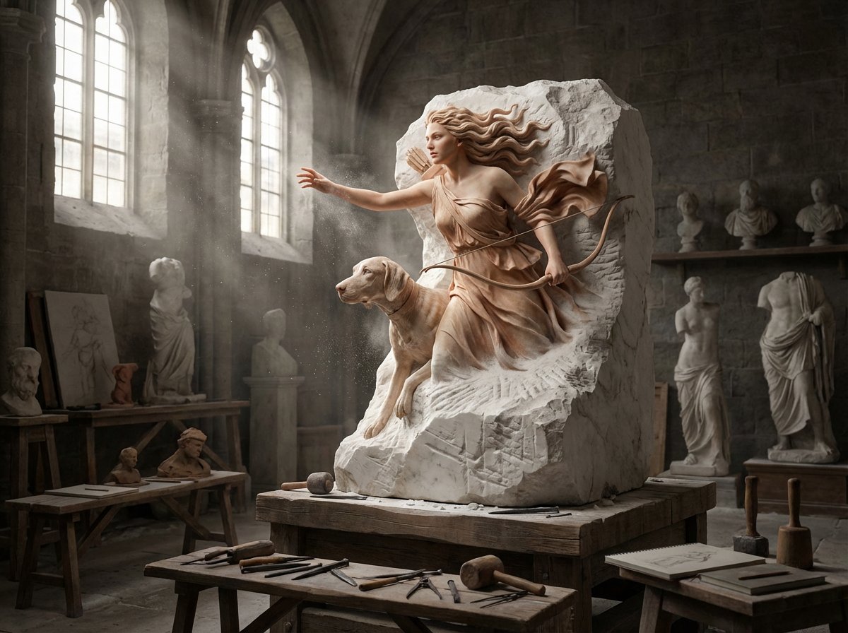Sculptor's Awakening Cinematic Scene Prompt 4