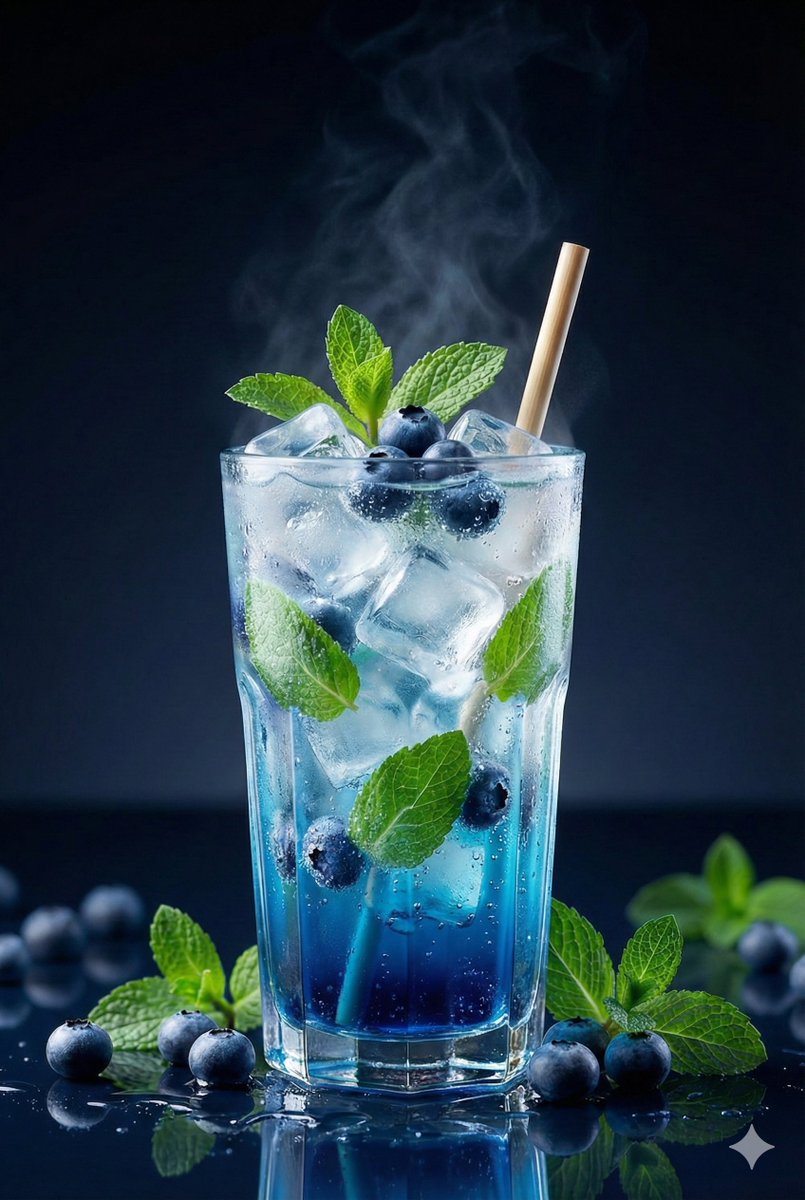 Premium Studio Shot of Blueberry Mint Iced Drink 2