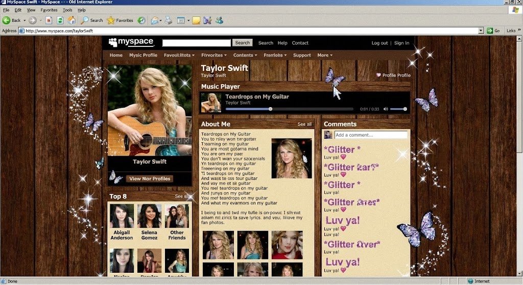 Authentic vintage MySpace page for a person 2