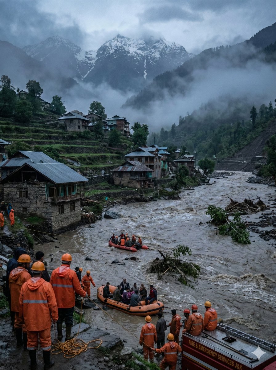 Dramatic Cinematic Kashmir Mountain Flood Rescue Scene 1