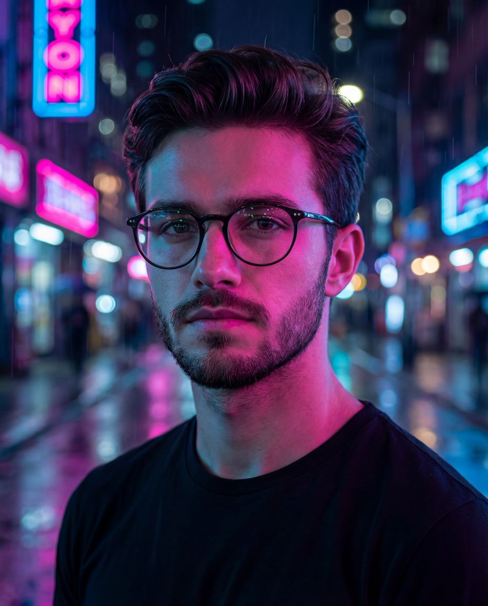 Cyberpunk Neon Night Street Portrait 1