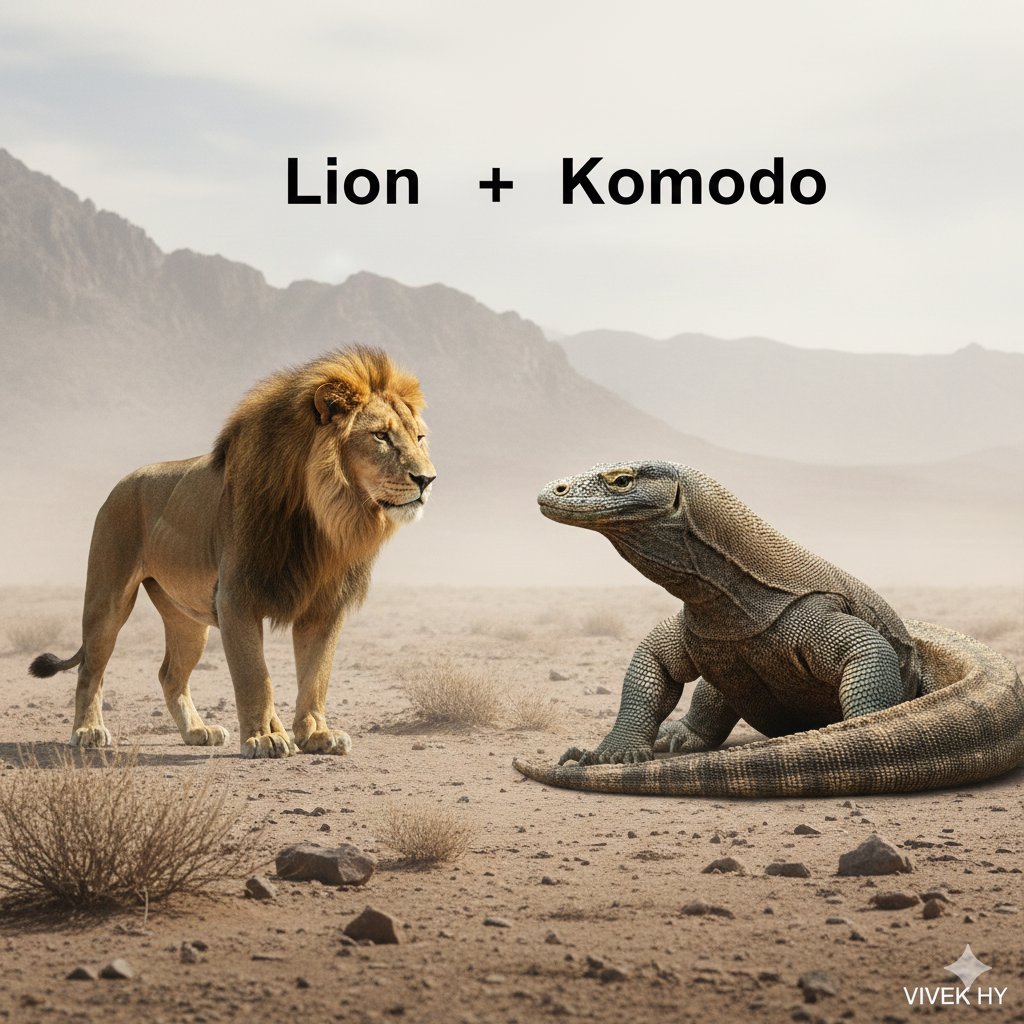 Lion vs. Komodo Cinematic Desert Standoff 1